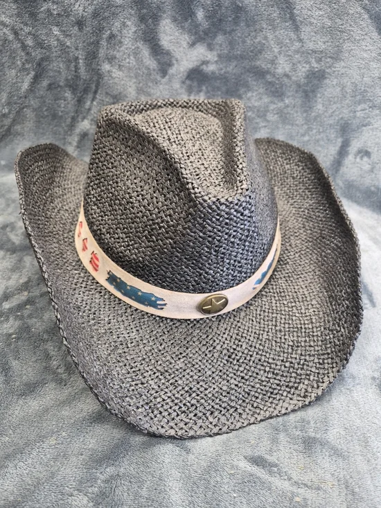 WESTERN COWBOY Charcoal Color Resemblance American Flag With Button Brass Tone - Picture 4 of 14